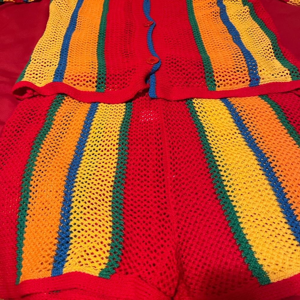 Colorful Striped Knit coverup Two-Piece Set NWOT - Picture 4 of 4